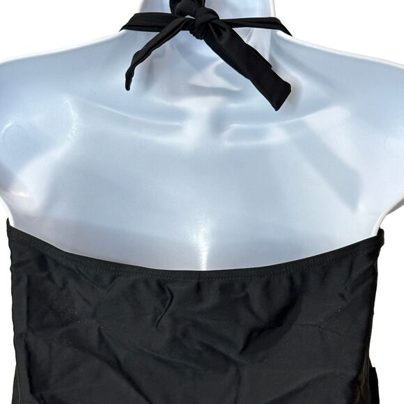 Kimi & Kai Halter Maternity Ruched Bodice One Piece Swimsuit Black Women M NWOT - Picture 6 of 10